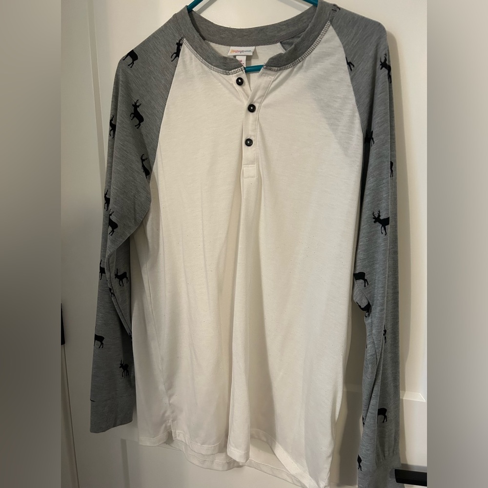 Lularoe Buck Long Sleeve 3/4 Button Women’s T Shirt Sz M